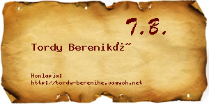 Tordy Bereniké névjegykártya